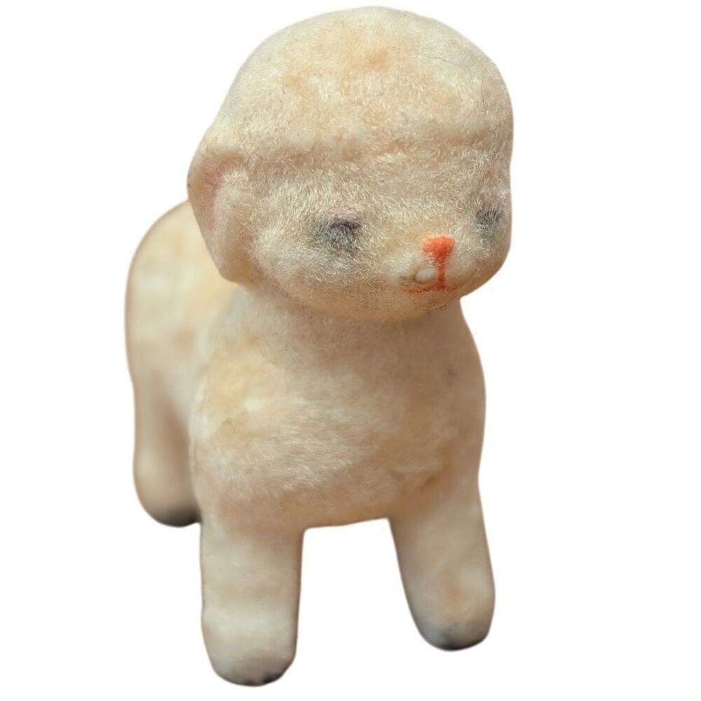 Vtg Felt Flocked Lamb/Sheep Figure -Home Decor